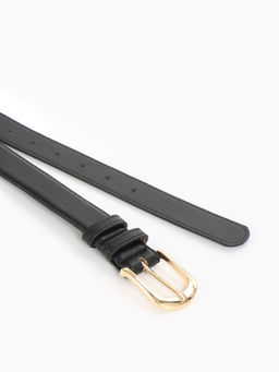 Ремень женский, 110×2.8 см, классическая пряжка металл, золотистая, чёрный