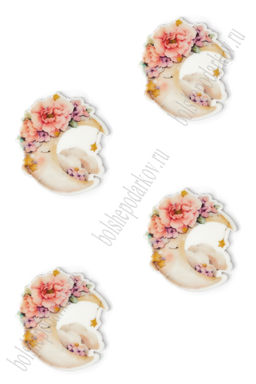 Кабошон-вырубка "Луна с цветами" 3*3,3 см (10 шт) SF-5948