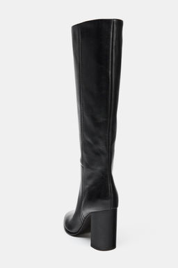 LEATHER HIGH-HEEL KNEE-HIGH BOOTS