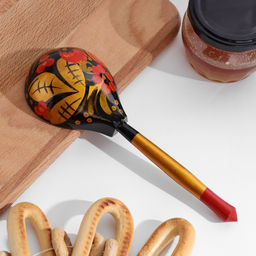 Цена за 10 шт. Ложка деревянная «Традиционная», полубаская, 19×6 см, МИКС