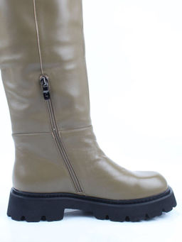 02-E39B-53JN GREEN Сапоги демисезонные женские (натуральная кожа)