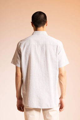 Рубашка из 100 % хлопка с короткими рукавами и воротником-поло обычного кроя - Defacto фото 6