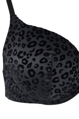 Siyah Tekli Micro Balenli Leopar Sabit Kap T-Shirt Bra Sutyen THMAW26SU00011