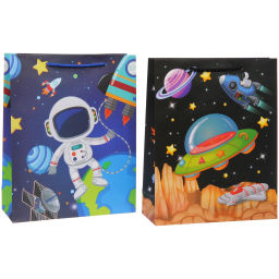 Пакет подарочный "Весёлый космос" 26*32*10 см, микс