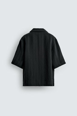 CAMISA BOXY FIT JACQUARD RAYAS / Negro - Zara фото 8