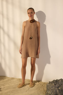 Vizon %100 Keten Basic Mini Elbise TWOSS25EL00610