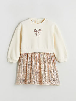 Bisiklet Yaka Payetli K?z ?ocuk Elbise