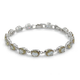 Султанит, браслет Мадлен, покрытие родий, длина 17см