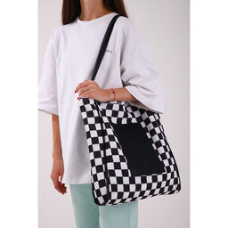 Сумка - шопер с нашивкой NAZAMOK Бело-чёрный, 40387 см  фото 10