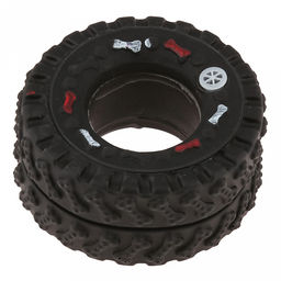 Игрушка для собаки "Шина косточка" д7,5см, h3,6см, ПВХ, с пищалкой, фактурная, черный, "Пэт тойс (Pet toys)" (Китай)