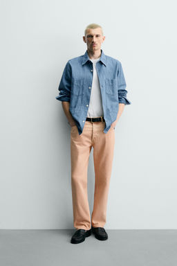 JEANS STRAIGHT FIT COLOR LAVADO / Naranja