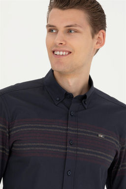 Мужская темно-синяя рубашка с длинным рукавом - U.s. polo assn фото 9