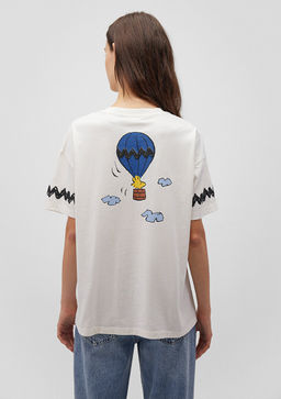 Snoopy Bask?l? Beyaz Tisort - Mavi фото 4