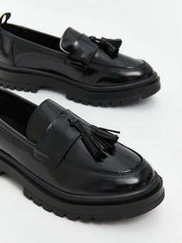 Deri G?r?n?ml? K?z ?ocuk Loafer