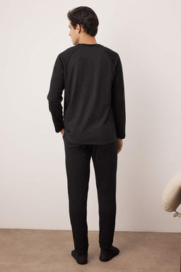 TRENDYOL MAN Siyah-Antrasit Regular Fit Bask?l? Reglan Kol Orme Pijama Tak?m? TMNAW23PT00032 - Trendyolmilla фото 19