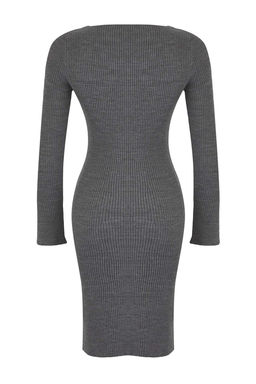 Siyah V Yaka Duz K?sa / Mini V Yaka Bodycone Triko Elbise TWOAW26EL00052 - Trendyolmilla фото 6