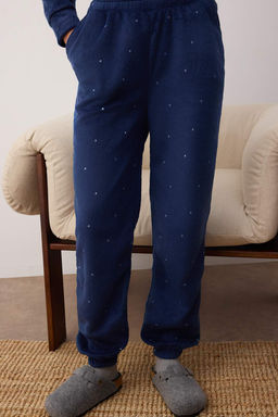 Lacivert Puantiyeli Polar K?sl?k Orme Pijama Tak?m? THMAW24PT00032