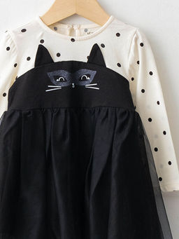 Bisiklet Yaka Uzun Kollu Bask?l? T?l Etekli K?z Bebek Elbise - Waikiki фото 3