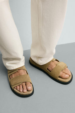 DOUBLE STRAP LEATHER SANDALS - Zara фото 3