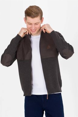 U. S. Polo Assn / Мужской трикотажный кардиган антрацитового меланжевого цвета - U.s. polo assn фото 3