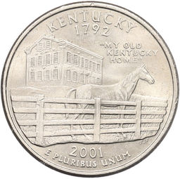 Монета 1/4 доллара (25 центов) 2001 года P США Штаты и территории  Кентуки