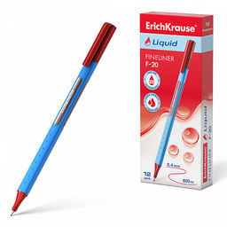Цена за 12 шт. Ручка капиллярная ErichKrause Liquid F-20 Stick, цвет чернил красный (в коробке по 12 шт.)