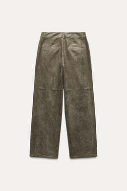 FAUX SUEDE STRAIGHT-LEG TROUSERS - Zara фото 9
