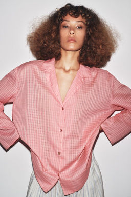 ZW COLLECTION CHECK PYJAMA SHIRT - Zara фото 2