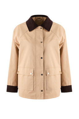 Vizon Oversize Kal?p Kontrast Kadife Detayl? Mumlu Ceket Mont TWOSS26MO00000 - Trendyolmilla фото 5