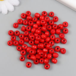 Цена за 2 шт. Бусины для творчества дерево "Красные" d=0,8 см набор 20 гр