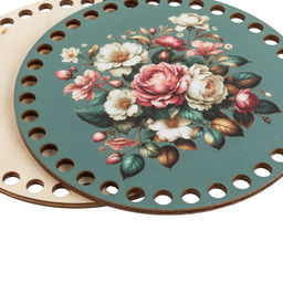 Заготовка для декорирования Love2art ДВ-01 Набор донышек для вязания Глянцевый фанера d 15 см х 0.4 см 2 шт 10 Цветочная композиция