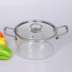 Кастрюля из боросиликатного стекла 2,5л "Хай-Тек" с металлическими ручками