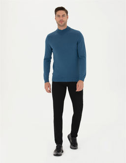 Kobalt Slim Fit Yar_m Bal_k__ Yaka Basic Triko Kazak - Pierre cardin фото 4