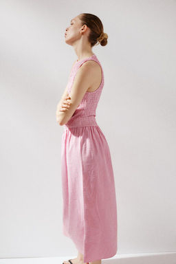 GINGHAM CHECK MIDI DRESS - Zara фото 4