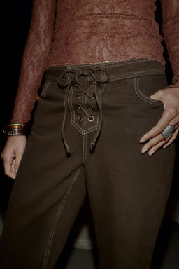 Z1975 STRAIGHT HIGH-WAIST JEANS WITH LACES - Zara фото 8