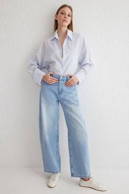 Ac?k Mavi Normal Bel Baggy Jeans TWOSS25JE00090