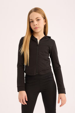 Kap__onlu __i Yumu_ak T_yl_ Fermuarl_ Sweatshirt K_z _ocuk