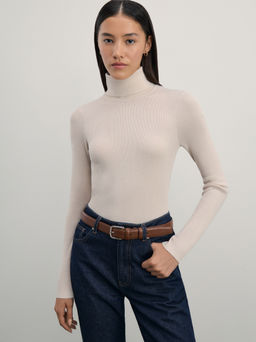 Джемпер с высоким воротником в риб / Zarina