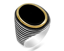Мужское кольцо из серебра оникс, ТМК-10-1