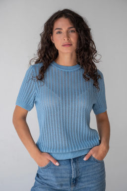 Вязаная футболка ДЖв 1260-6 Голубой - T.C.T фото 2