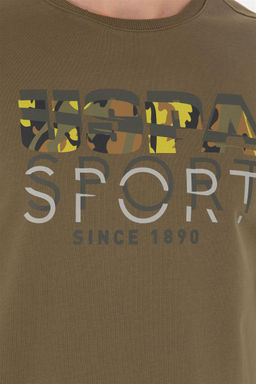 Свитшот мужской U. S. Polo Assn цвета хаки из хлопка - U.s. polo assn фото 7