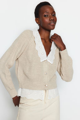 Tas Crop Gomlek Garnili Detayl? V Yaka Triko H?rka TWOAW24HI00221