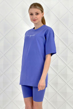 Арт. 5730 Костюм с велосипедками 42-50 (5 шт) Цвет:верх- вери-пери, низ- вери-пери