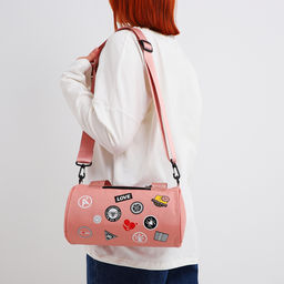 Сумка молодёжная на молнии, 28×15×15 см, розовая