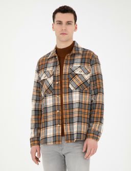 A__k Kahverengi Oduncu Oversize Uzun Kollu G_mlek