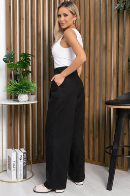 Брюки льняные Мэрлин (черные) Б13952-7М