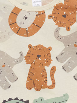 Bisiklet Yaka Timsah Bask?l? Erkek Bebek Tulum