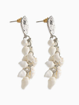 Серьги «Морской мир» ракушечки маленькие, белые в серебре