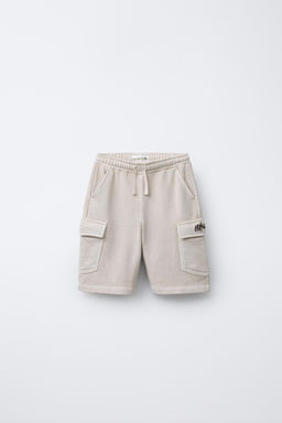 STRAIGHT FIT GRAFFITI CARGO BERMUDA SHORTS