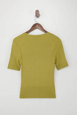 Yag Yesil V Yaka Fitilli Triko Bluz TWOSS26BZ00116